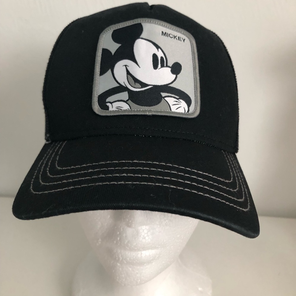 Disney’s Caps Lab Mickey Mouse Patch Black Trucker Hat